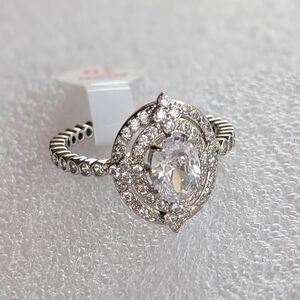 NWT Bomb Party Stunning Double Halo CZ Size 10 Ring